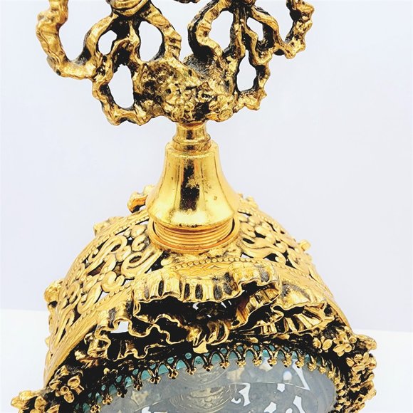 Vtg STYLEBUILT Ormolu Gilt Ornate Filigree Rococo Regency Vanity Perfume Bottle - Picture 6 of 14